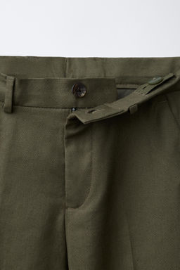 PANTAL?N TRAJE CON ALGOD?N Y LINO / Verde gris - Zara фото 3