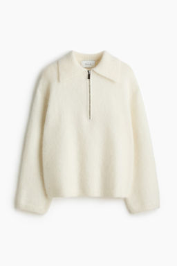 Jersey en mezcla de mohair con media cremallera