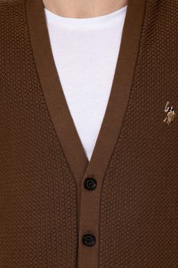 U. S. Polo Assn / Мужской базовый трикотажный кардиган кокосового цвета - U.s. polo assn фото 6
