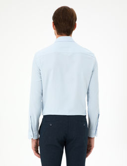 A__k Mavi Slim Fit Uzun Kollu G_mlek