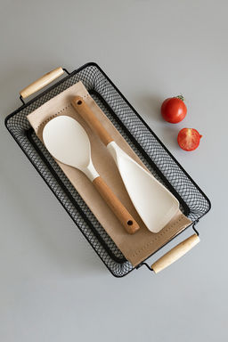 Ложка для мультиварки молочный силикон+нейлон, ручка из бука - Denastia фото 7