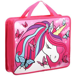 Папка пластиковая с ручками А4, на молнии, 7.5×33×26 см, «Минни Маус и единорог»