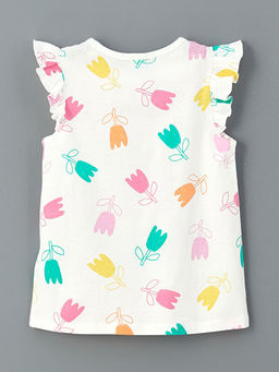 Bisiklet Yaka ?i?ekli K?z ?ocuk ?ortlu Pijama Tak?m?