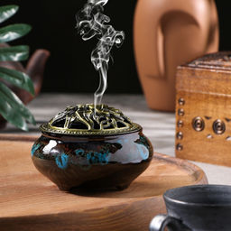 Курильница для благовоний, подставка для конусов TAKE IT EASY Древняя, 6.5?9.5 см, синяя