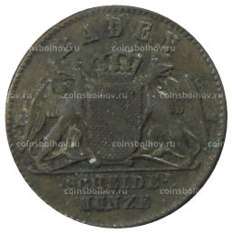 1 крейцер 1859 года Германские государства  Баден