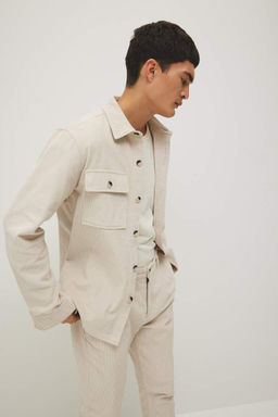 Вельветовая куртка-рубашка стандартного кроя с воротником-поло и длинными рукавами - Defacto фото 3