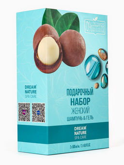 Подарочный набор женский DREAM NATURE SPA CARE макадамия + оздоровление: гель для душа и шампунь по