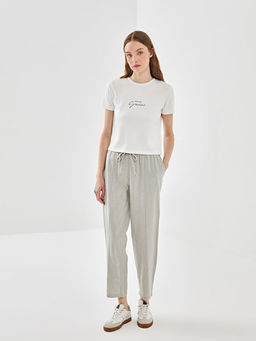 Bisiklet Yaka Bask?l? Kad?n Ti??rt