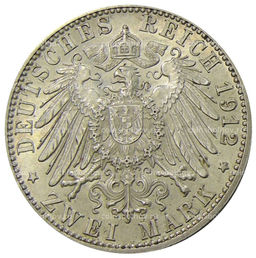 2 марки 1912 года F Германия (Вюртемберг)