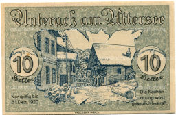Банкнота 10 геллеров 1920 года Австрия  Унтерах-ам-Аттерзе (нотгельд)