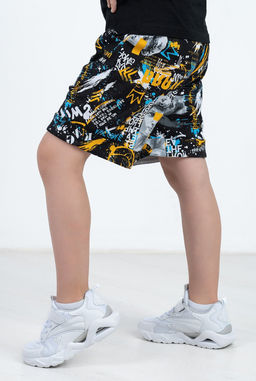 Шорты с карманами Эбби, цвет Черный/Желт-Голуб Brave,100% х/б - 5+ фото 3