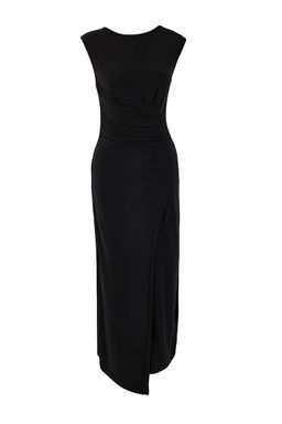 Haki A-Kesim/Can Form Kolsuz Midi Esnek Orme Elbise TWOSS26EL00011 - Trendyolmilla фото 3