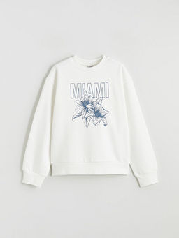 Miami Bask?l? K?z ?ocuk Kal?n Sweatshirt