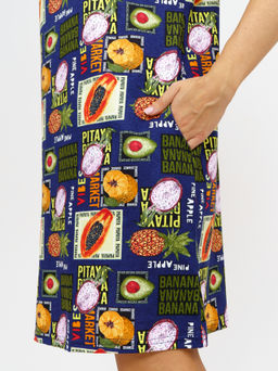 752 Платье "Тропики/синий"