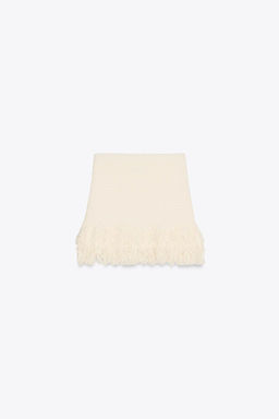FRINGED CHECK KNIT SKIRT - Zara фото 8