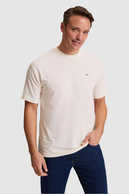 Erkek Krem Comfort Fit Bisiklet Yaka Ti__rt