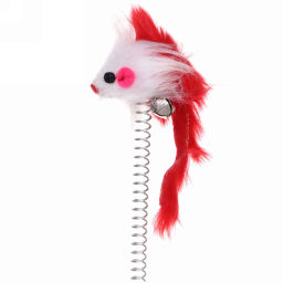 Цена за 2 шт. Игрушка для кошек на пружине "Поймай меня" 10*10*20см с бубенцом, коричневый