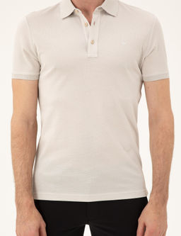 A__k Gri Slim Fit Polo Yaka Merserize T-shirt