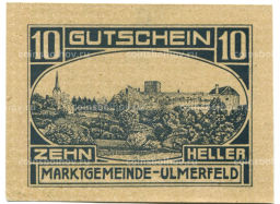 Банкнота 10 геллеров 1920 года Австрия Ульмерфельд (нотгельд)