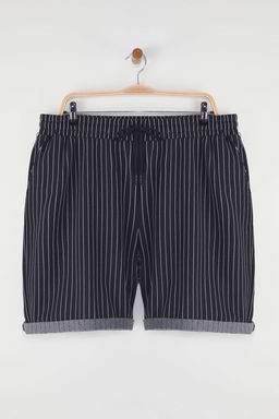 TRENDYOL MAN Buyuk Beden Siyah Regular Rahat Cizgili %100 Pamuk Sort TMNSS23SR00045 - Trendyolmilla фото 2