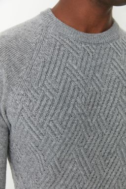 TRENDYOL MAN Gri Unisex Fit Yunlu Bisiklet Yaka Reglan Kol Dokulu Yun Kar?s?ml? Triko Kazak TMNAW22KZ0290 - Trendyolmilla фото 29
