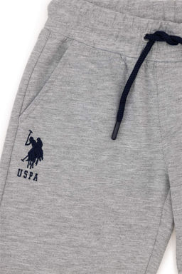 Шорты трикотажные U.S. Polo Assn для мальчика серые меланжевые из хлопка  фото 3