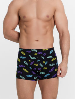 Цена за 2 штуки! Трусы мужские боксеры черные с принтом в виде машинок машинки на черном 411220