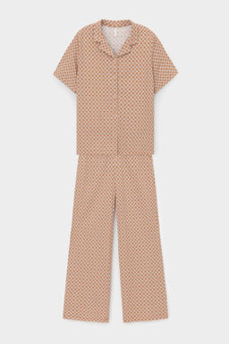 Е 20158/сахар,геометрический орнамент пижама жен