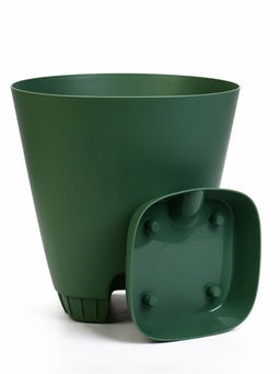Горшок для цветов «Гранд», 15 л, d=29.5 см, h=31 см, пластиковый, с прикорневым поливом, зелёный