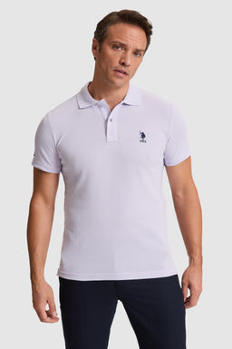 Erkek Lila Slim Fit Polo Yaka Basic Ti__rt