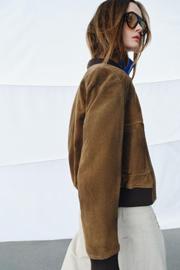 100% SUEDE LEATHER BOMBER JACKET ZW COLLECTION LIMITED EDITION - Zara фото 12