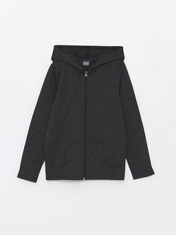 Kap??onlu Uzun Kollu K?z ?ocuk Fermuarl? Sweatshirt