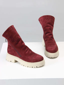 Ботинки 233.2094be. Бордо замша/Шерсть