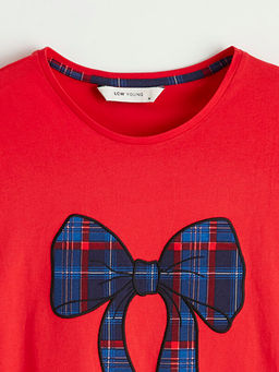 Bisiklet Yaka Fiyonk Nak??l? Kad?n Pijama Tak?m