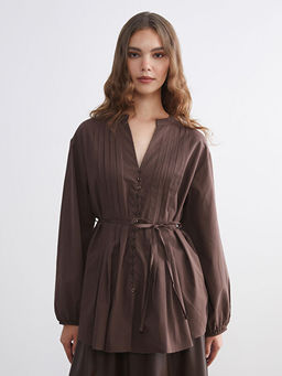 Ka??k Yaka Ku?akl? Kad?n G?mlek Tunik