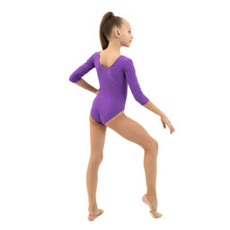 Купальник гимнастический Grace Dance, с рукавом 3/4, р. 28, цвет фиолетовый  фото 5