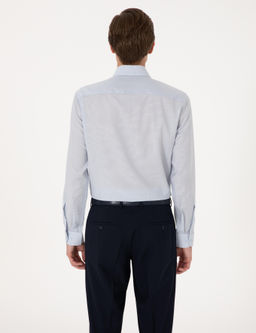 A__k Mavi Slim Fit %100 Y_n Uzun Kollu G_mlek
