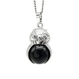 Кулон женский Сова с агатом в металле 18*26мм