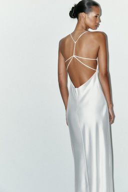 SATIN MIDI DRESS WITH STRAPS ON THE BACK - Zara фото 3