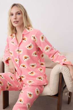 Trendyolmilla Ekru Ay?c?kl? Wellsoft K?sl?k Orme Pijama Tak?m? THMAW25PT00054  фото 2