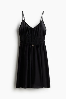 Vestido de tirantes con cintura nido de abeja