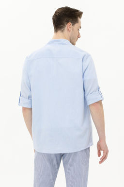 Мужская голубая базовая рубашка с длинным рукавом Неожиданная скидка в корзине - U.s. polo assn фото 5