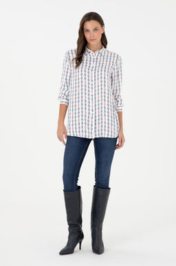 Женская кремовая рубашка с длинным рукавом Неожиданная скидка в корзине - U.s. polo assn фото 4