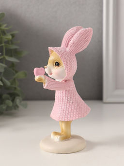 Фигурка полистоун Зайка в вязаном розовом платьице, сердечко в лапке, 7.5?5.5?13.5 см