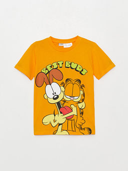 Bisiklet Yaka Garfield Bask?l? K?sa Kollu Erkek ?ocuk Ti??rt