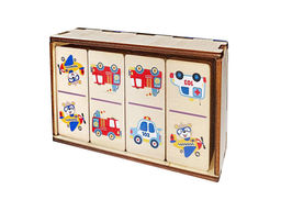 Домино деревянное "Транспорт" 28 фишек (04535) в дерев. коробке