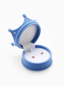 Футляр под серьги, кулон, кольцо Корона, бархатный, 5.5?5.5?4.5 см, голубой
