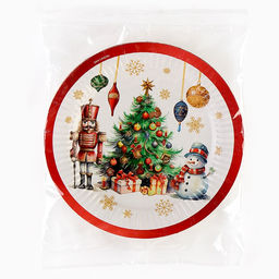 Цена за 10 шт. Тарелка одноразовая бумажная «С Новым годом», 18 см
