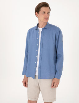 Mavi %100 Keten Regular Fit Uzunkollu G_mlek - Pierre cardin фото 11