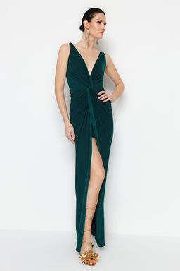 TRENDYOLMILLA Mor Astarl? Orme Uzun S?k Abiye Elbise TPRSS19UT0099 фото 9